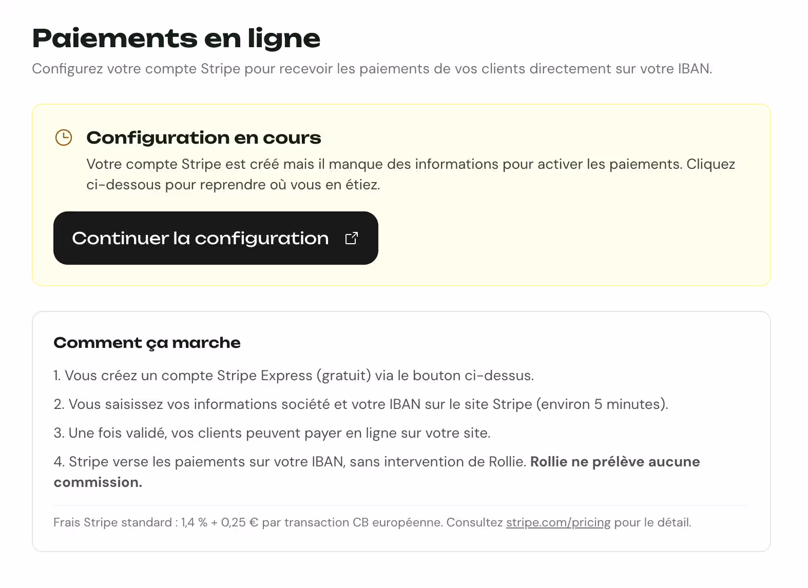 Activez paiements & caution